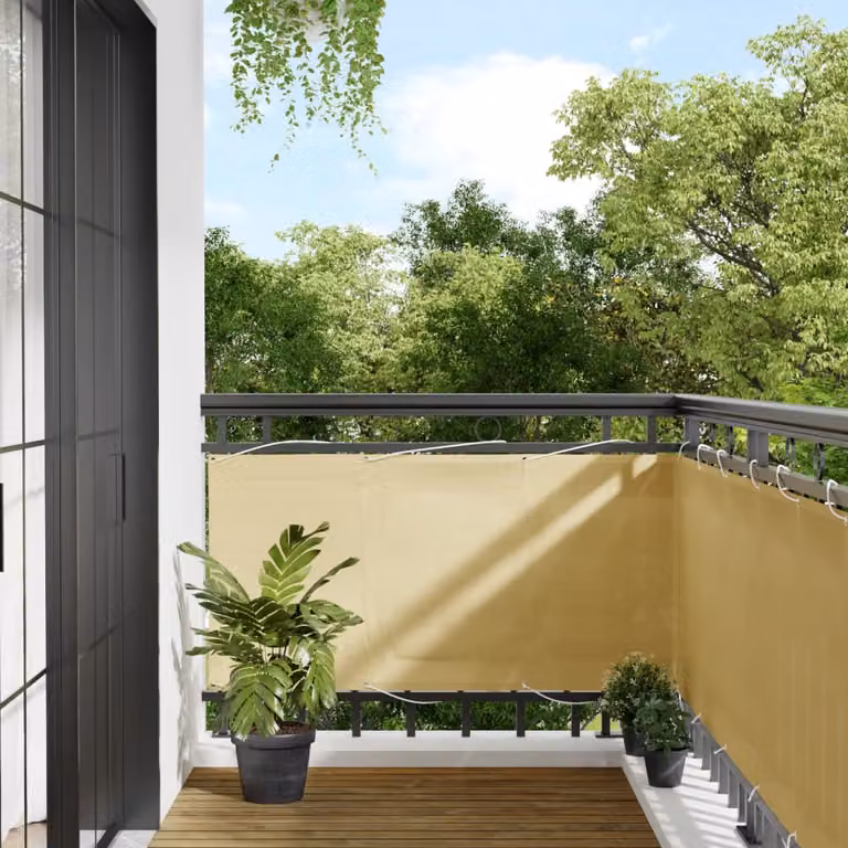 Paravento da Balcone vidaXL Colore Sabbia in Poliestere Oxford L: 400 cm, H: 75 cm