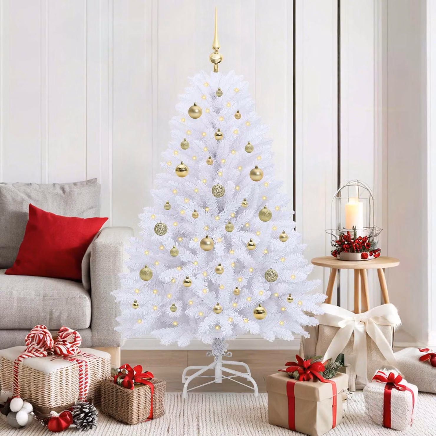 Maison Exclusive - Albero di Natale artificiale pieghevole, bianco, 150 cm, in PVC e acciaio