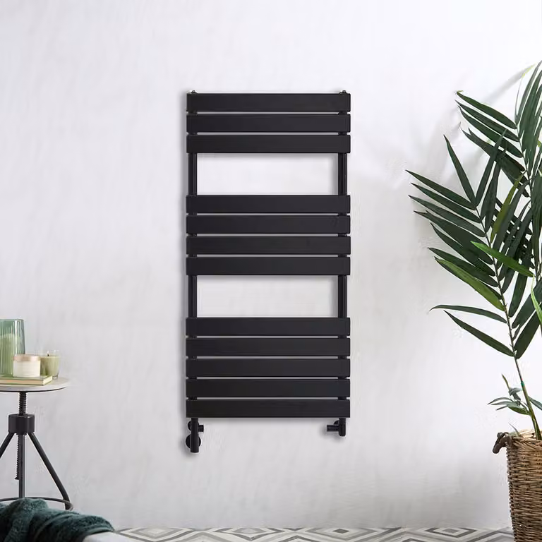 Scaldasalviette Misto di Design Nero - Scelta di Dimensioni e Copri Cavo