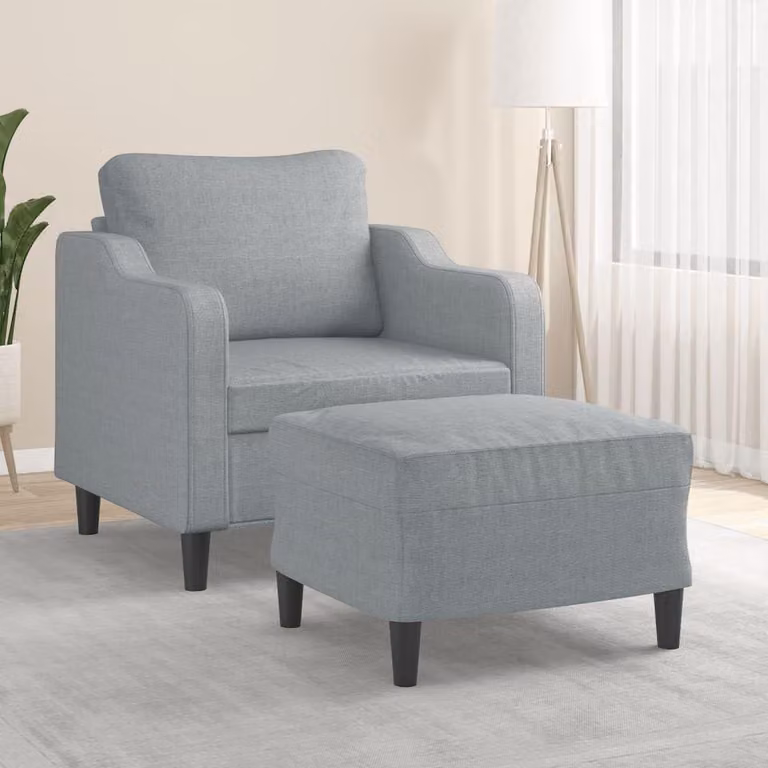 Poltrona grigio scuro con poggiapiedi, in tessuto, altezza 60 cm, mobili e divani, peso: 21,35 kg