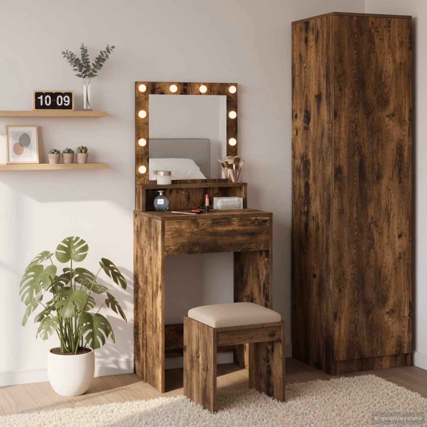 vidaXL Tavolo da Trucco Moderno in Rovere Marrone L/P/H: 50 x 41 x 135 cm