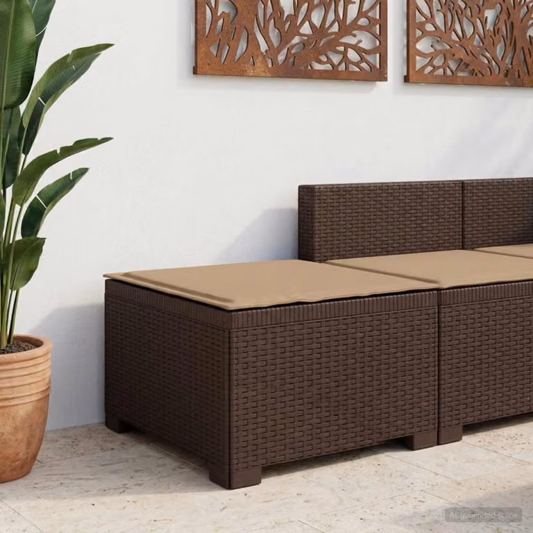 Divano da giardino singolo vidaXL con cuscino in aspetto rattan marrone