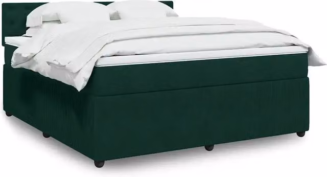Letto Ibrido con Giroletto a Molle e Materasso vidaXL in Velluto Verde Scuro e Bianco L/P: 180 x 200 cm