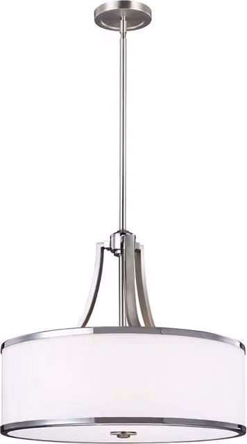Lampadario Contemporaneo Prospect Park Acciaio Nichel Cromo Vetro 4 Luci E27