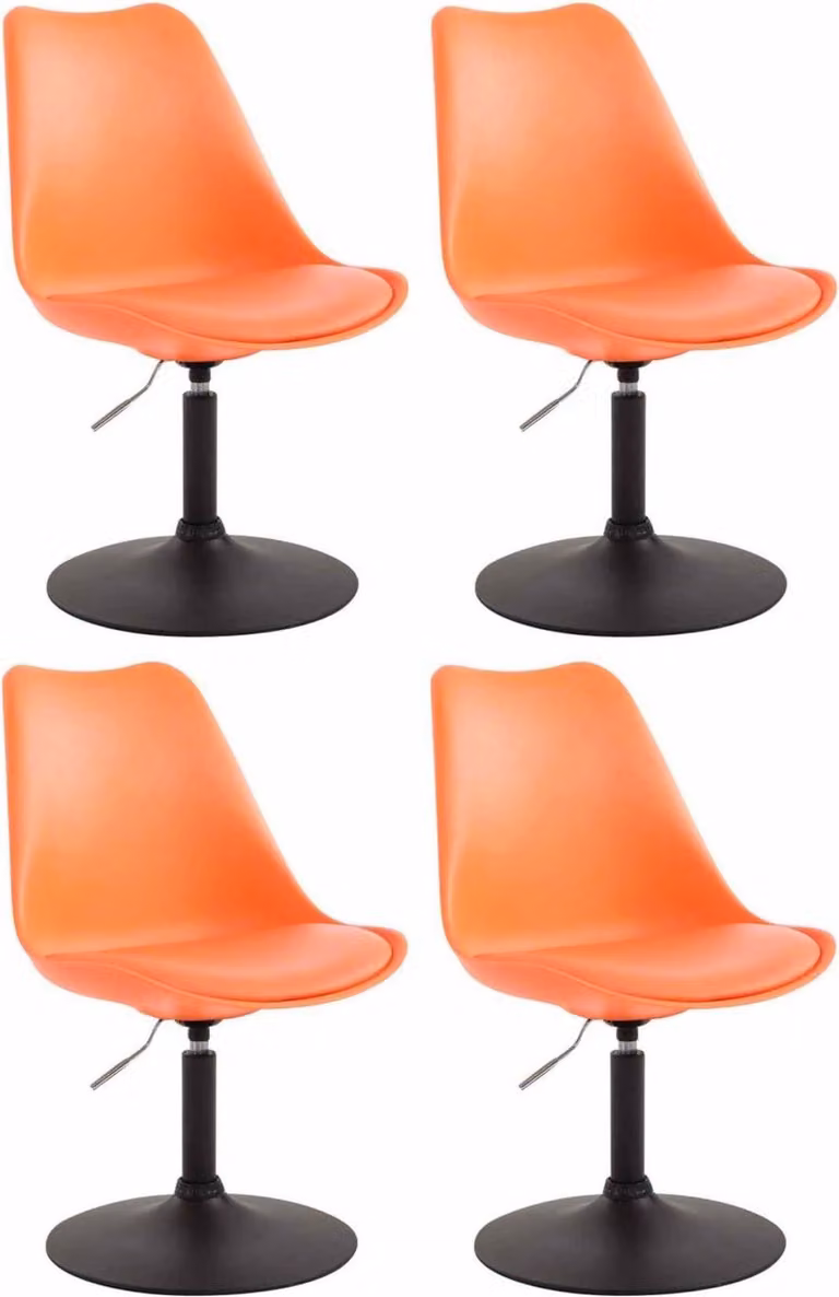 set di 4 sedie da pranzo - sedie da cucina - design confortevole e girevole a 360° | Colore: Arancione | Colore base: Nero