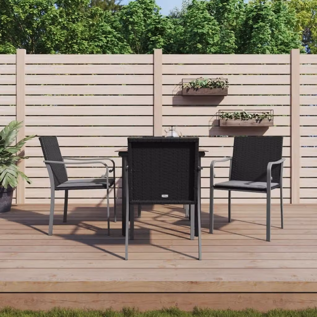 Maison Exclusive - Set Pranzo da Giardino 5pz con Cuscini in Polyrattan e Acciaio