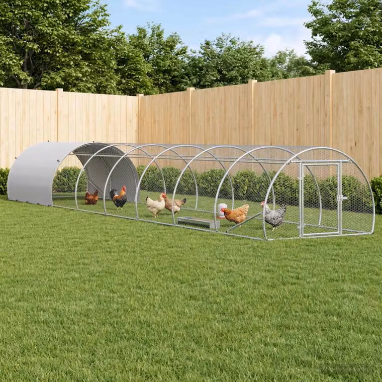 vidaXL Pollaio Argento 800 x 150 x 100 cm Acciaio zincato