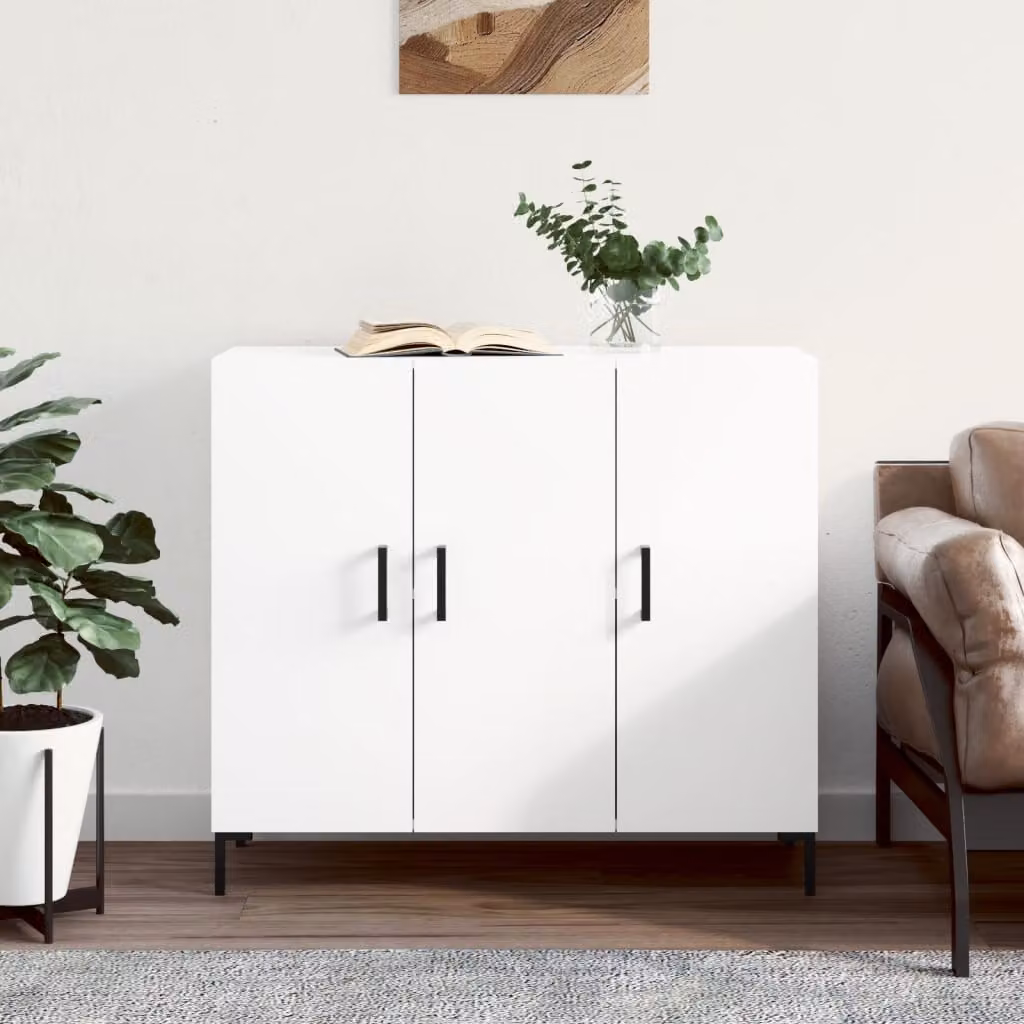 Credenza moderna vidaXL in legno e metallo bianca L/P/H: 90 x 34 x 80 cm