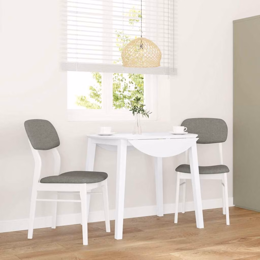 Set di 2 sedie da pranzo con cuscini vidaXL in legno di Hevea bianco e grigio