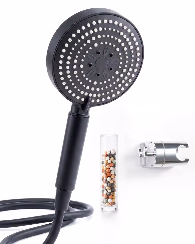 Doccia a mano con tubo da 1,6 metri, diametro di 13 cm, 6 tipi di getto, filtro anticalcare, per il bagno