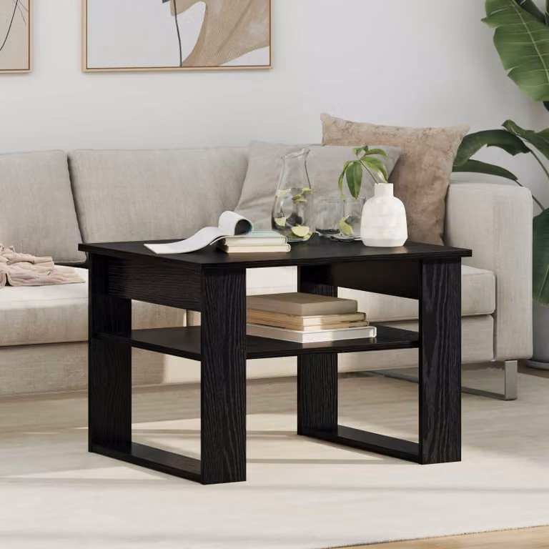 vidaXL Tavolino da salotto moderno in legno nero e rovere L: 64 cm, P: 54 cm, H: 44 cm