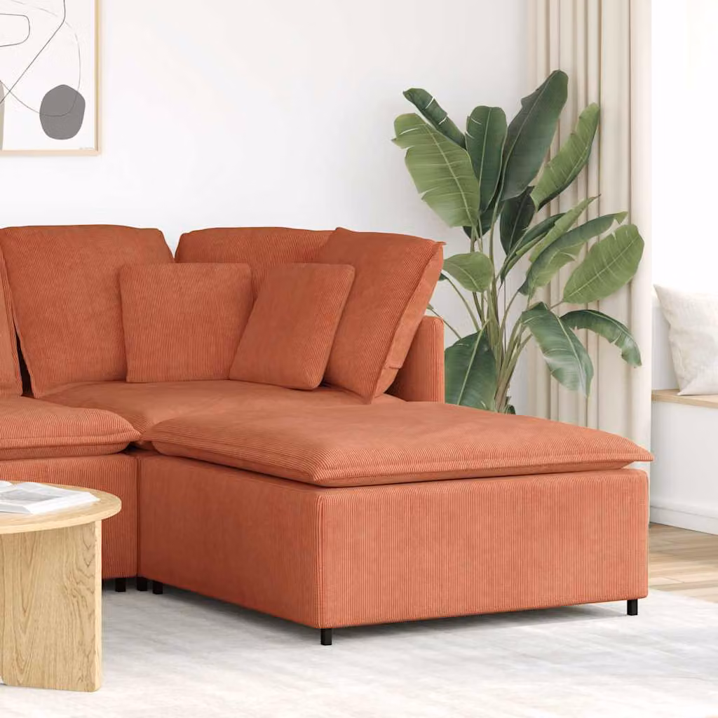vidaXL Modulo Poggiapiedi Divano Modulare in Velluto Rosso Arancione L/P/H: 100 x 100 x 48 cm