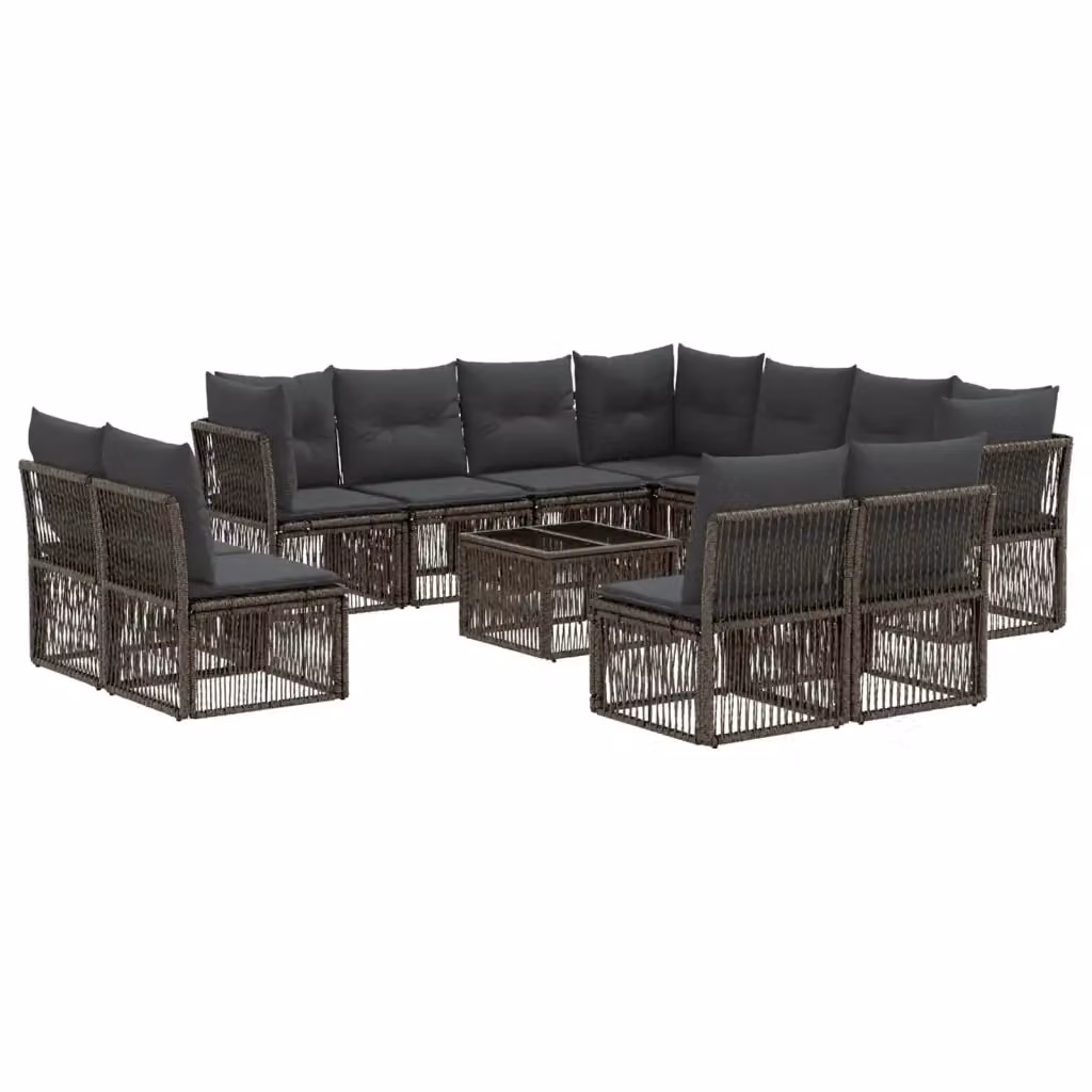 Set Divano da Giardino a L con Tavolino da Caffè vidaXL, 12 Pezzi, Grigio – 2