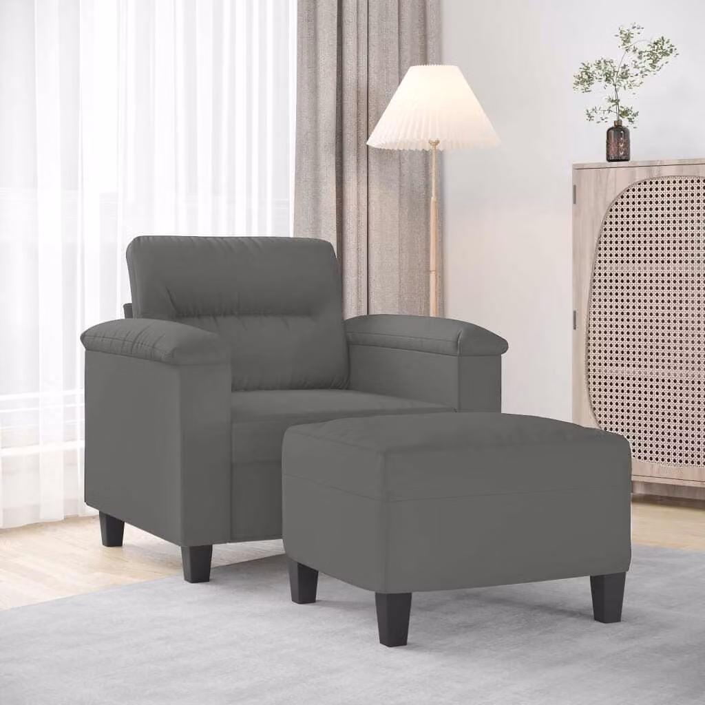 Maison Exclusive - Poltrona con poggiapiedi, grigio scuro, 60 cm, tessuto in microfibra