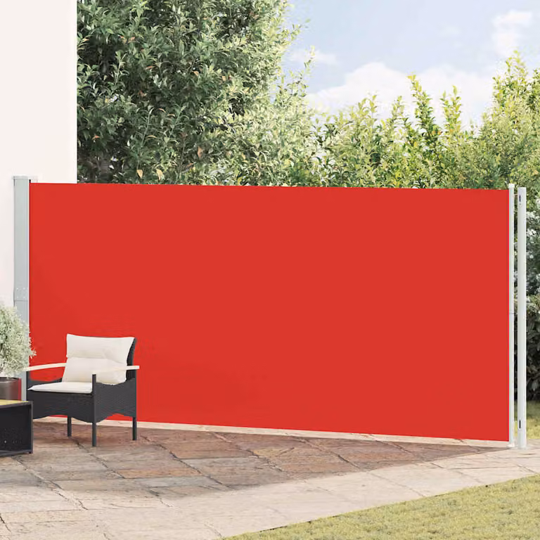 vidaXL Tenda da Sole Laterale Retrattile per Patio in Poliestere e Acciaio, Rossa, L: 600 cm, H: 180 cm