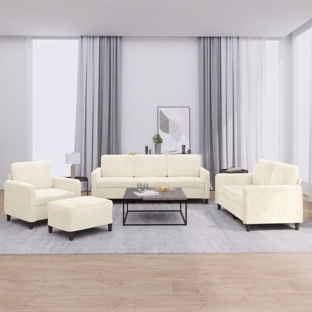 SYFAX™ Set di Divani 4 pz Crema in Velluto