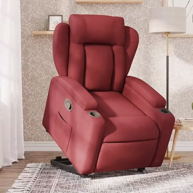Poltrona Alzapersona Reclinabile vidaXL con Assistenza Elettrica in Tessuto Rosso per Senior