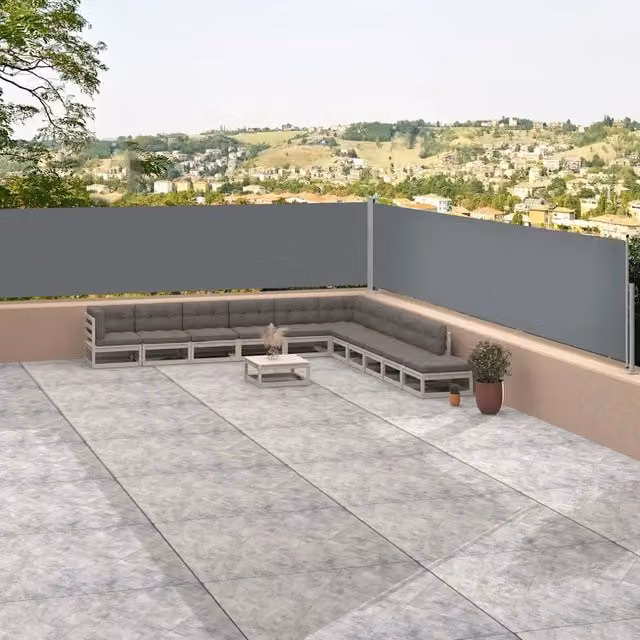 Tenda Laterale Retrattile vidaXL in Poliestere Antracite L: 1200 cm, H: 117 cm – 1