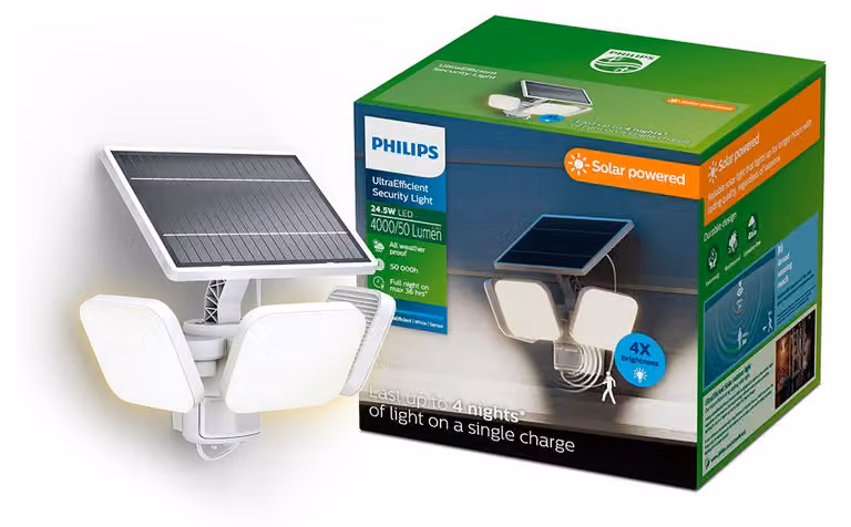 Philips Lampade da parete Zyren 24,5 W, Bianco, Plastica, III, Stile contemporaneo, Garage, Giardino, Terrazza, Rilevatore di movimento, Sensore giorno/notte