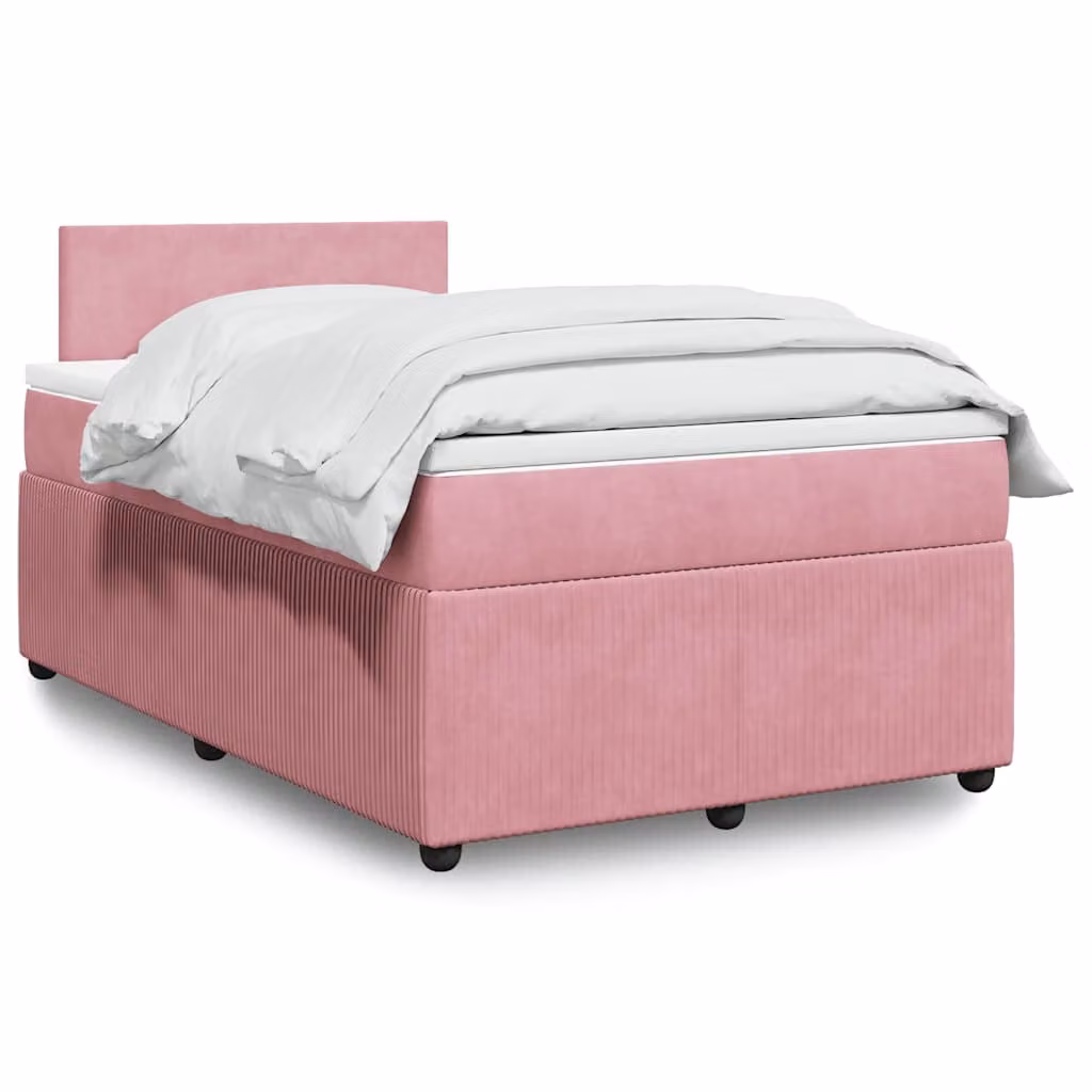vidaXL Giroletto a Molle con Materasso Rosa in Velluto L/P/H: 120 x 200 cm
