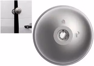 Defender per sportelli furgoni UFO 2 Meroni in ottone color argento, set da 2 pezzi con cifratura unica KA
