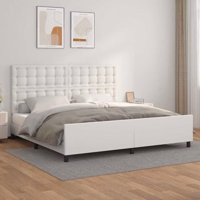 Giroletto con Testiera vidaXL in Similpelle Bianco 200x200 cm