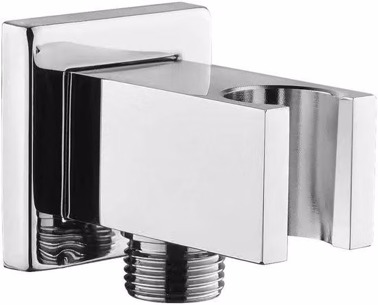 Ibenzoa® Raccordo a gomito da 1/2 pollice per doccetta manuale – ottone cromato, supporto integrato per doccetta manuale e rosetta, design quadrato