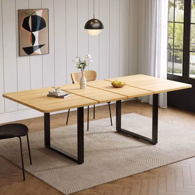 Tavolo da pranzo allungabile ¨C Minimal ¨C Effetto rovere, gambe in metallo, 140/180/220x80 cm, per 6-10 persone