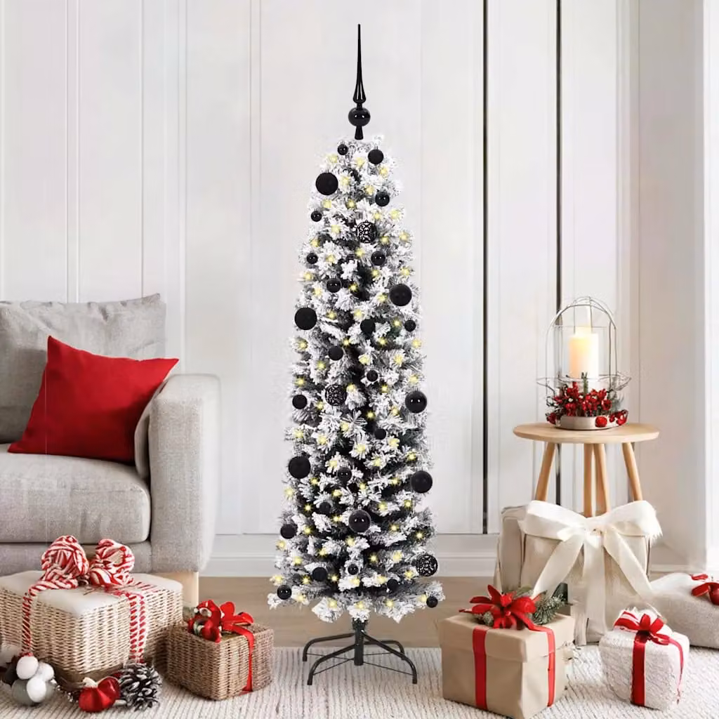 Albero di Natale artificiale moderno vidaXL verde con 150 LED luce bianca calda, Altezza: 150 cm