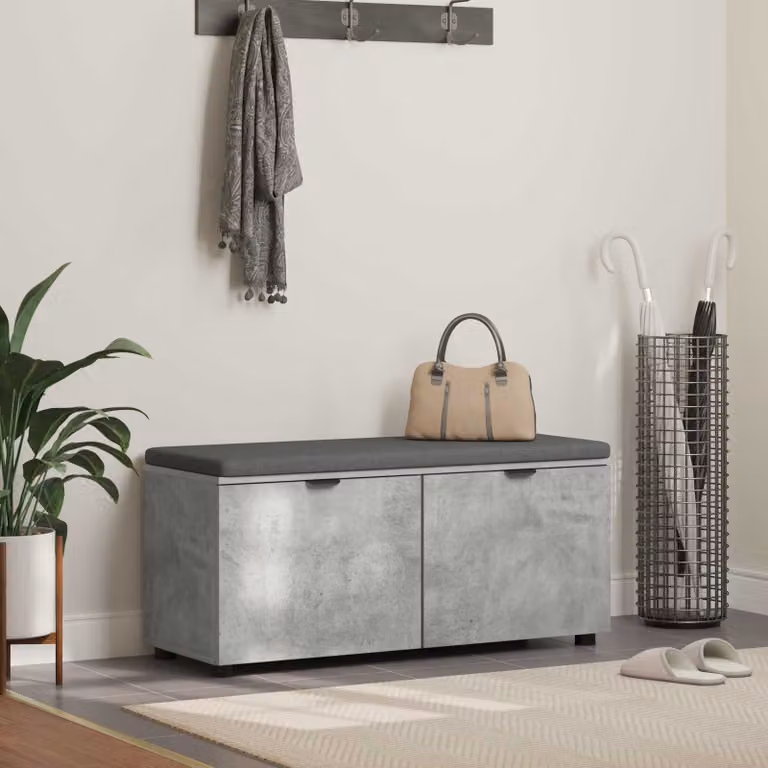 Panca per ingresso con scarpiera vidaXL in stile moderno, colore Grigio, L 100 x P 38 x H 46 cm