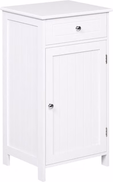 Mobiletto moderno per bagno kleankin con 2 cassetti e ripiani regolabili, design anti-ribaltamento in MDF, Bianco, L: 43 cm, P: 34 cm, H: 77 cm