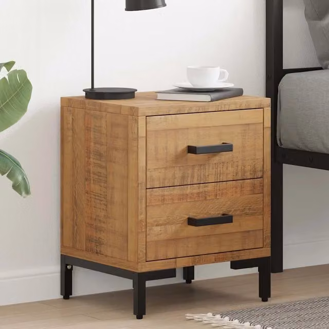 Set di 2 comodini vidaXL in legno di pino massello stile rustico marrone L/P/H: 36 x 30 x 45 cm – 1