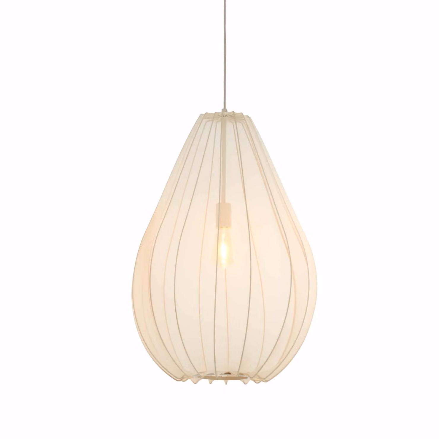 Lampada a sospensione - beige bianco - Itela - tessile - Ø 50cm - E27 - 2977127 - Light & Living