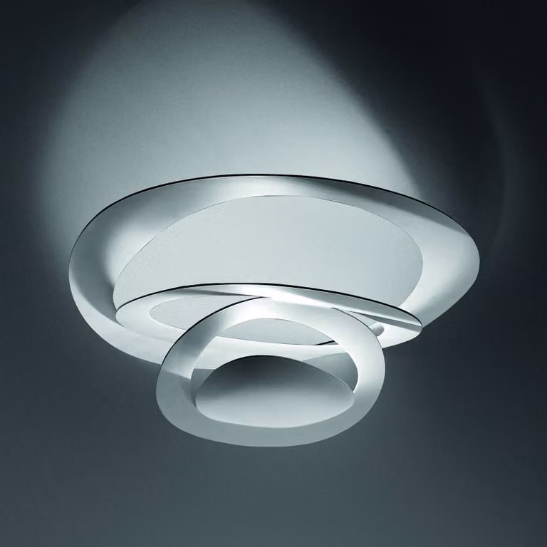 Artemide Plafoniera di design Pirce Mini, dimmerabile, Bianco / Opale, Camera da letto, Alluminio, Design, Plafoniera