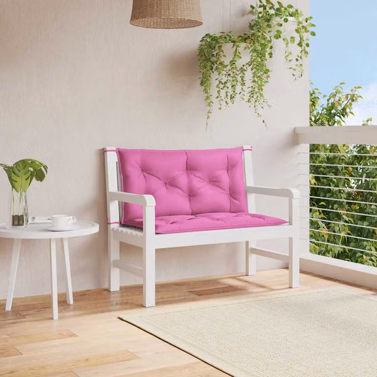 Set di 2 cuscini per panca da giardino vidaXL in tessuto rosa, impermeabili e resistenti ai raggi UV, L 100 cm x P 50 cm x H 7 cm