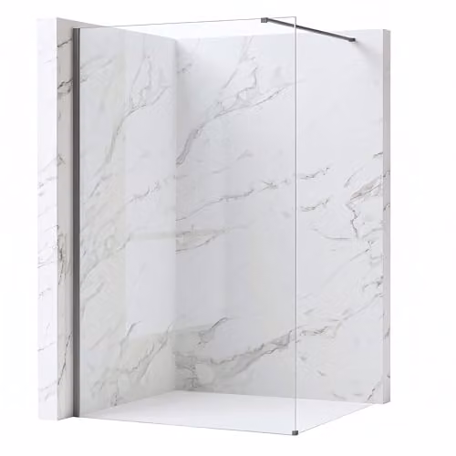 Rea - Parete Doccia Flexi,Titanium 100, Walk-In Senza Piatto Doccia, Vetro Di Sicurezza Temperato Trasparente 8mm, 120 X 100 X 195 cm