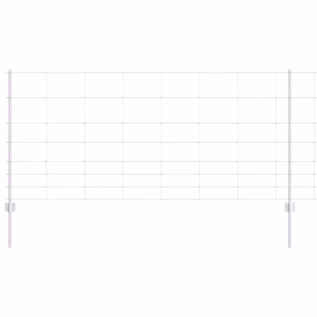 Recinzione per esterni vidaXL in acciaio zincato argento con pali rotondi L: 50 m, H: 1 m – 2
