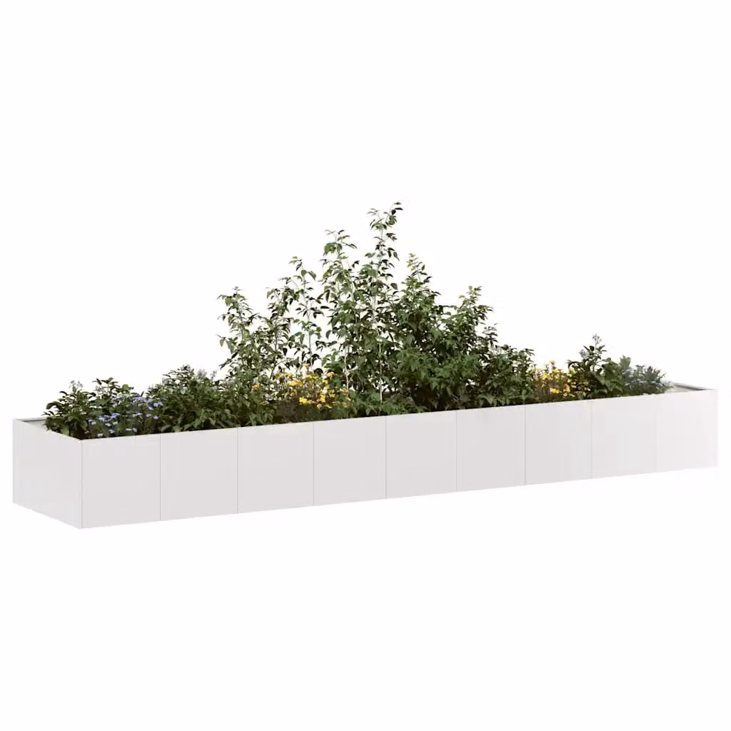 Fioriera vidaXL in acciaio inox argento per orto e giardino L: 360 cm, P: 80 cm, H: 40 cm