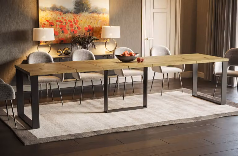 Endo-Möbel tavolo da pranzo allungabile Borys Max 130cm - 250cm tavolo da pranzo in metallo con base a slitta (rovere Artisan)