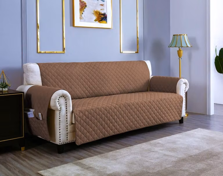 Copertura impermeabile per divano a due posti, color marrone chiaro