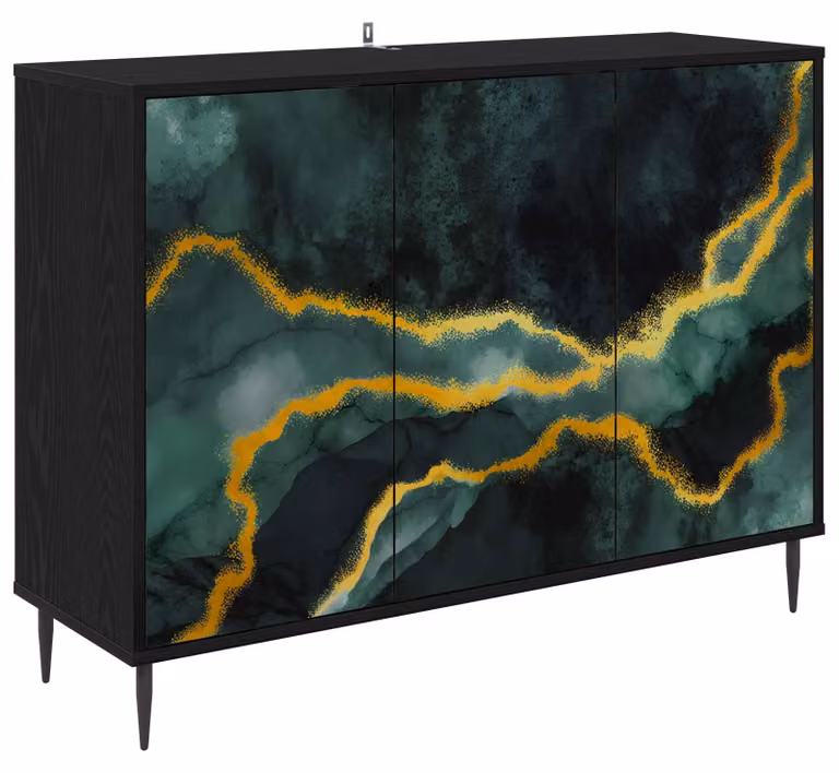 Mobile contenitore WIJHE, finitura effetto legno nero, dimensioni 102 x 33 x 76 cm
