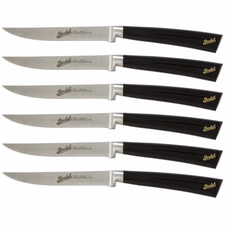Set 6 coltelli bistecca cm 11 linea Elegance nero lucido di Berkel