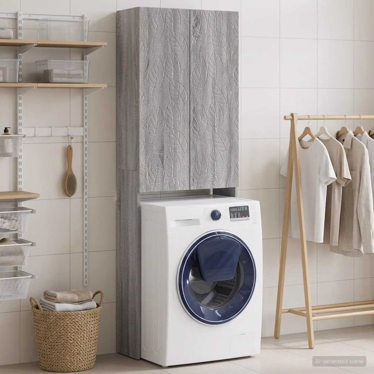 Mobiletto da bagno moderno vidaXL DELFT in stile Sonoma grigio L: 66 cm, P: 25,5 cm, H: 190 cm