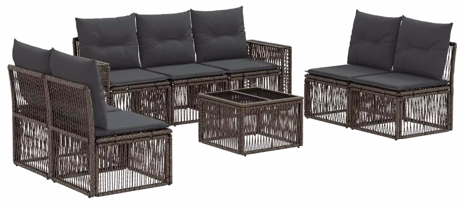 Set Divano da Giardino 8 pcs Grigio e Grigio Scuro polyrattan