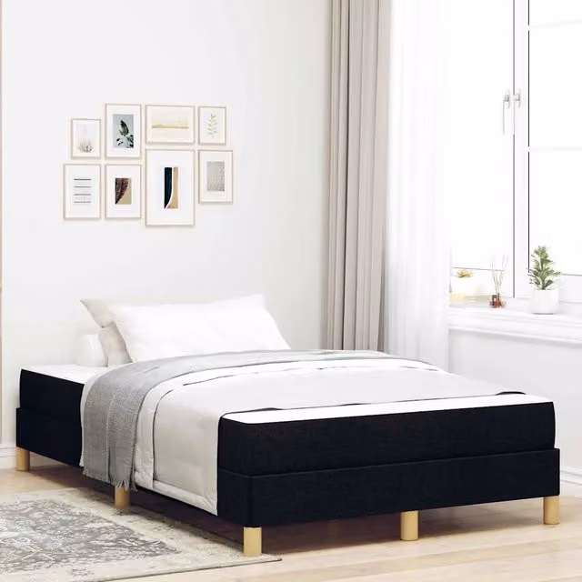 Letto a molle con materasso-Struttura Letto con Materasso Nero 120 x 190 cm Tessuto 904873