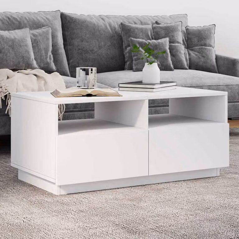 vidaXL Tavolino da Soggiorno Moderno in Legno Bianco L: 90 cm, P: 49 cm, H: 40 cm