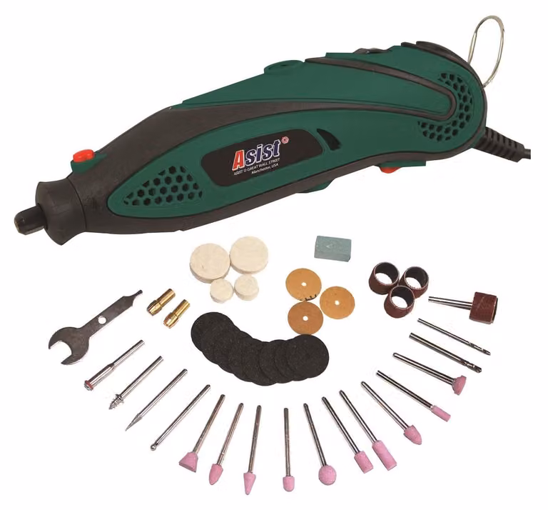 mini smerigliatrice diritta 135W in valigetta, accessori 40pz. ASIST