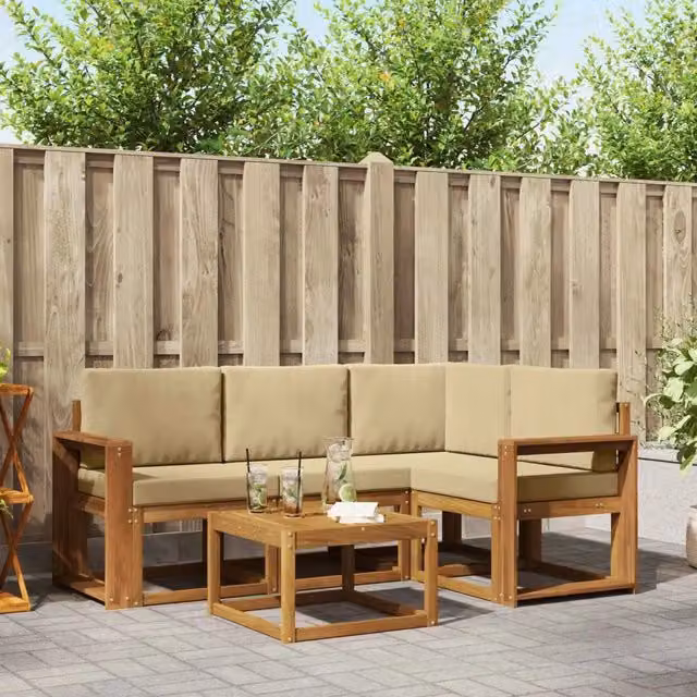 Set di divani da esterno 5 pz Naturale e Beige 3366366