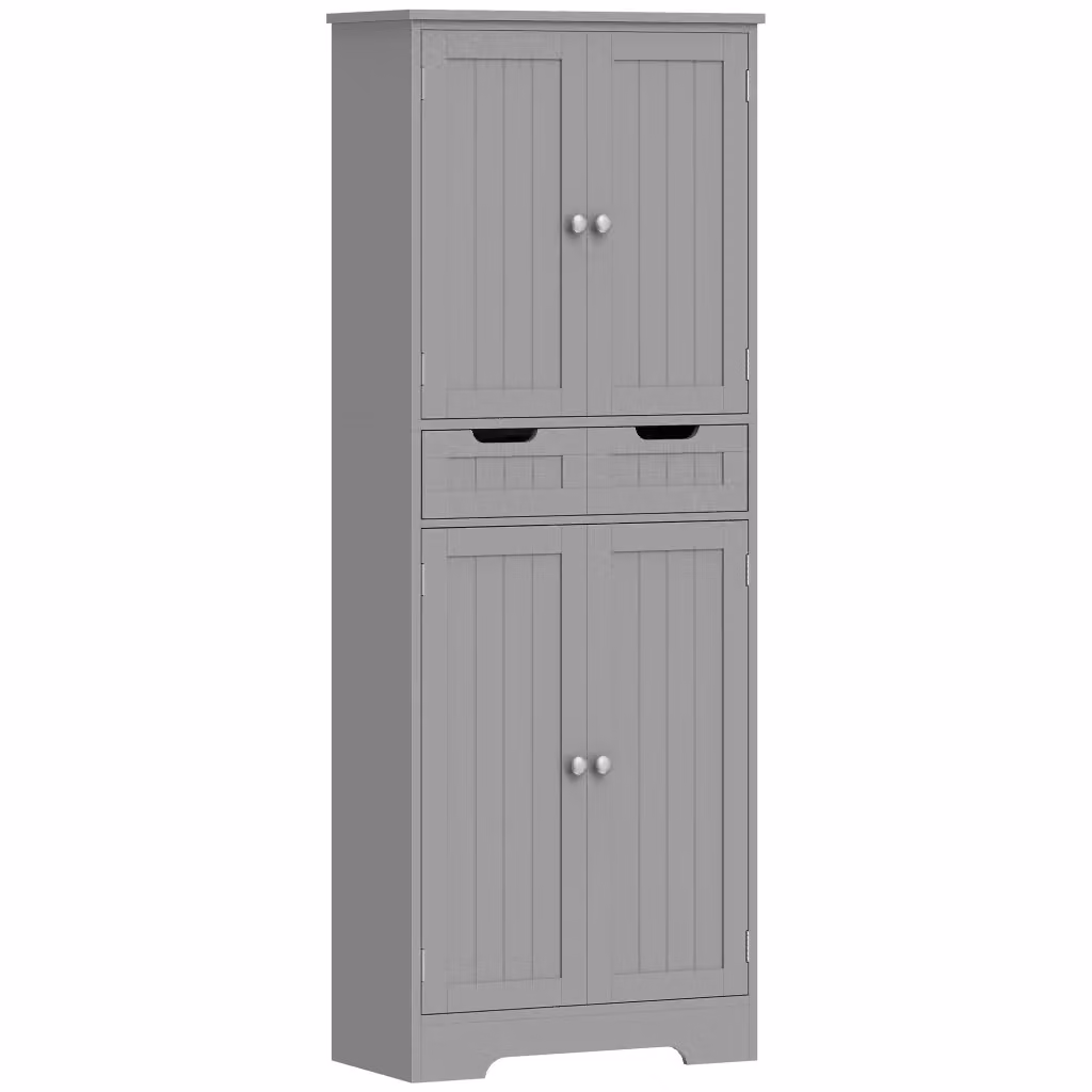 Mobile da bagno Minimal grigio con cassetto, ante e ripiani regolabili L: 60 cm, P: 30 cm, H: 160 cm – 2