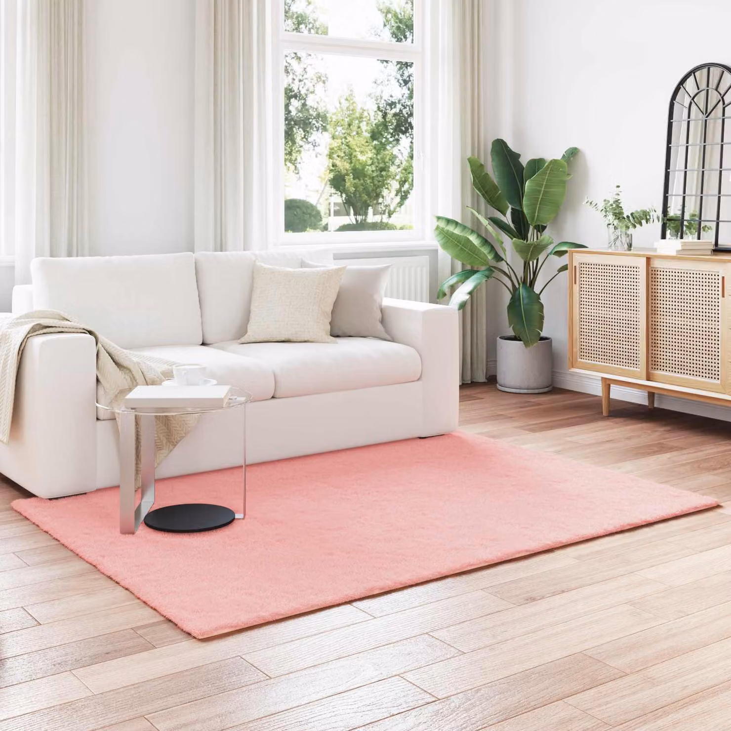 vidaXL Tappeto antiscivolo in ecopelliccia rosa modello OLITE